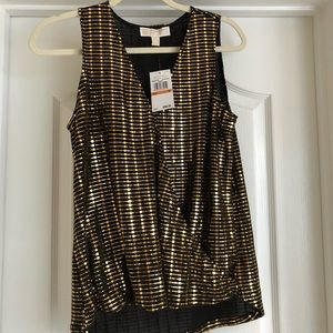 Michael Kors Black/Gold Holiday Metallic Tank